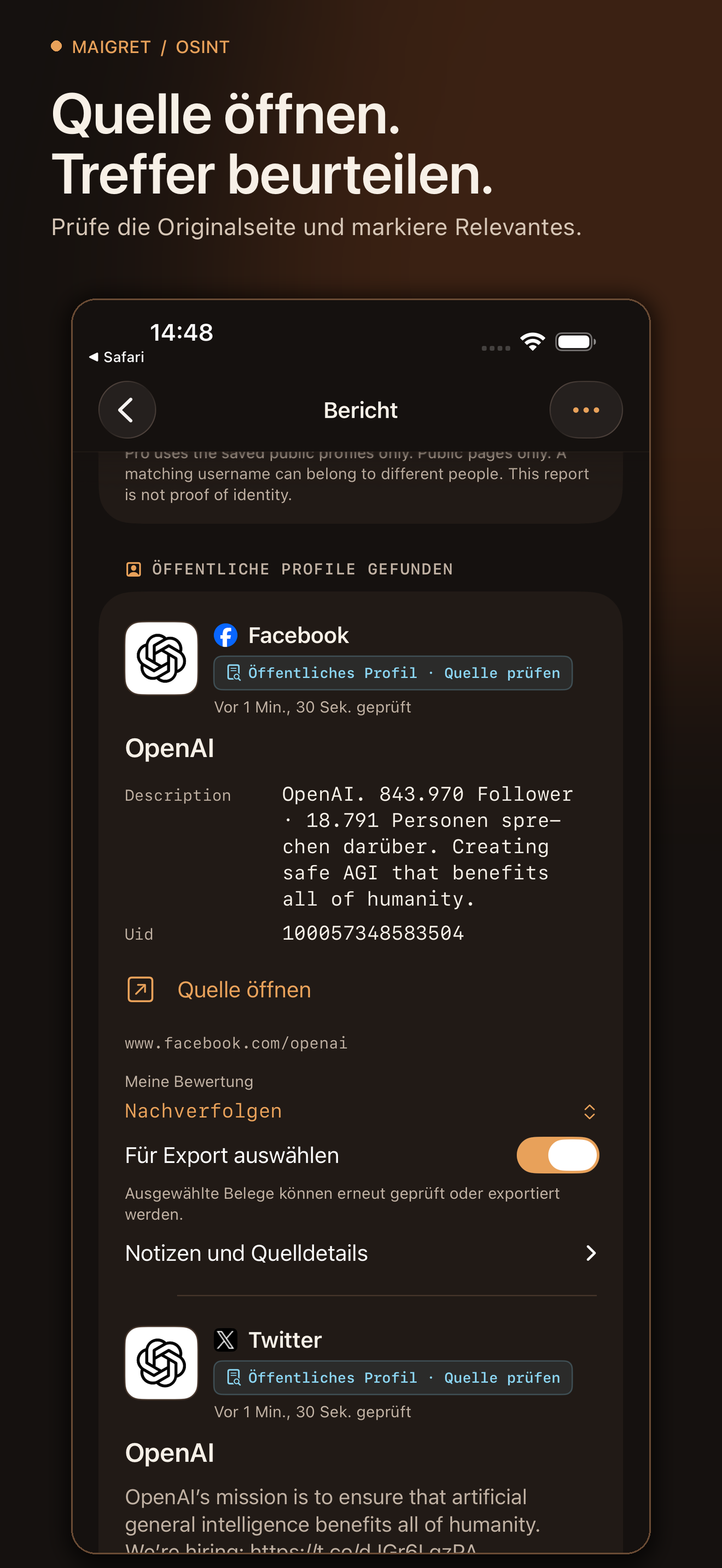 Maigret App 3.1 preview screenshot